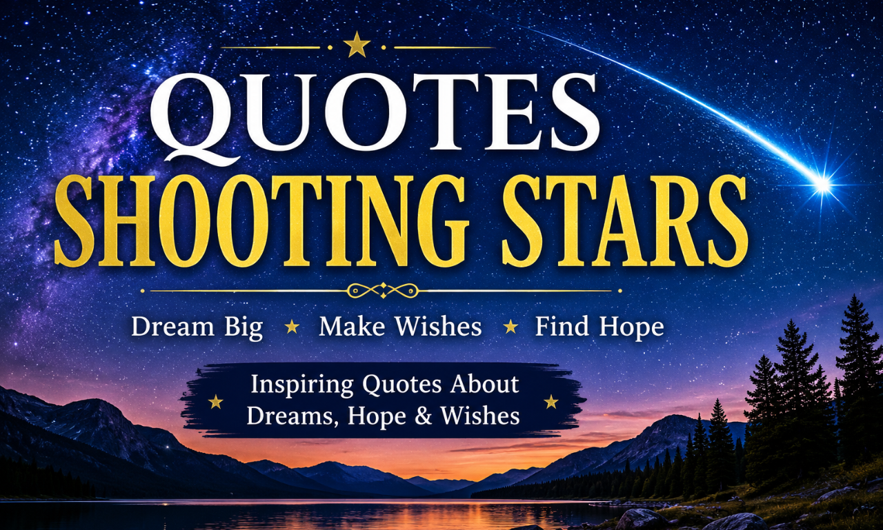 Quotes shooting stars featured image with a bright shooting star in a starry night sky symbolizing dreams, hope, wishes, and inspiration