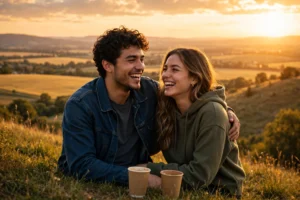 Two best friends laughing together at sunset — best friend quotes