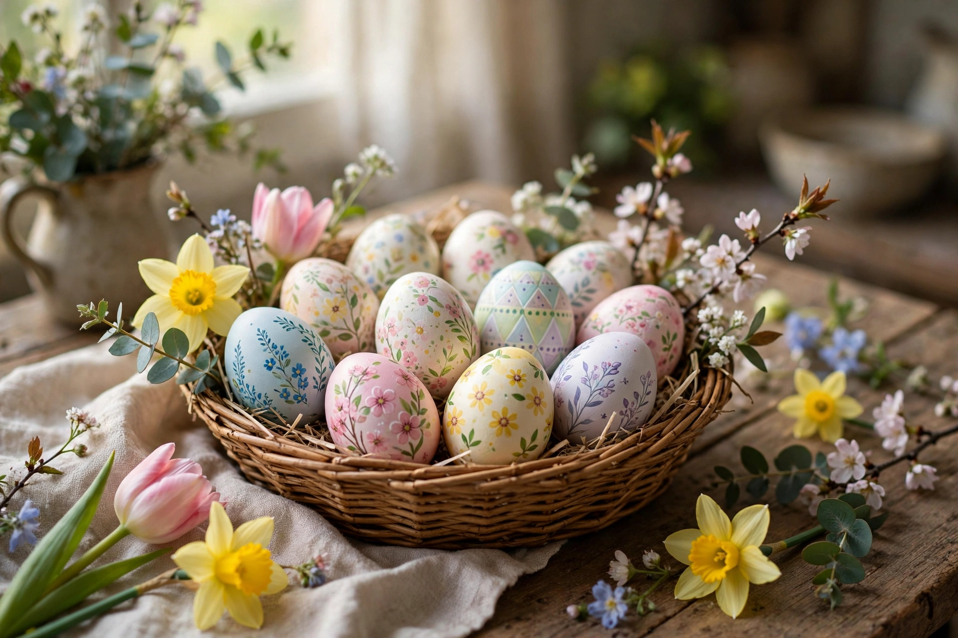 Basket of painted Easter eggs — easter quotes
