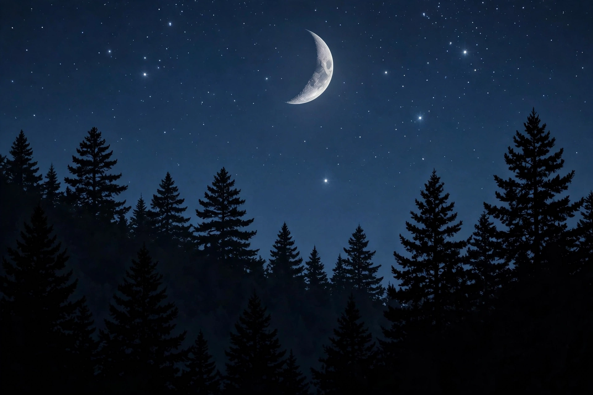Peaceful night sky with crescent moon for good night sayings