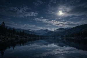 Good night quotes over a moonlit night sky