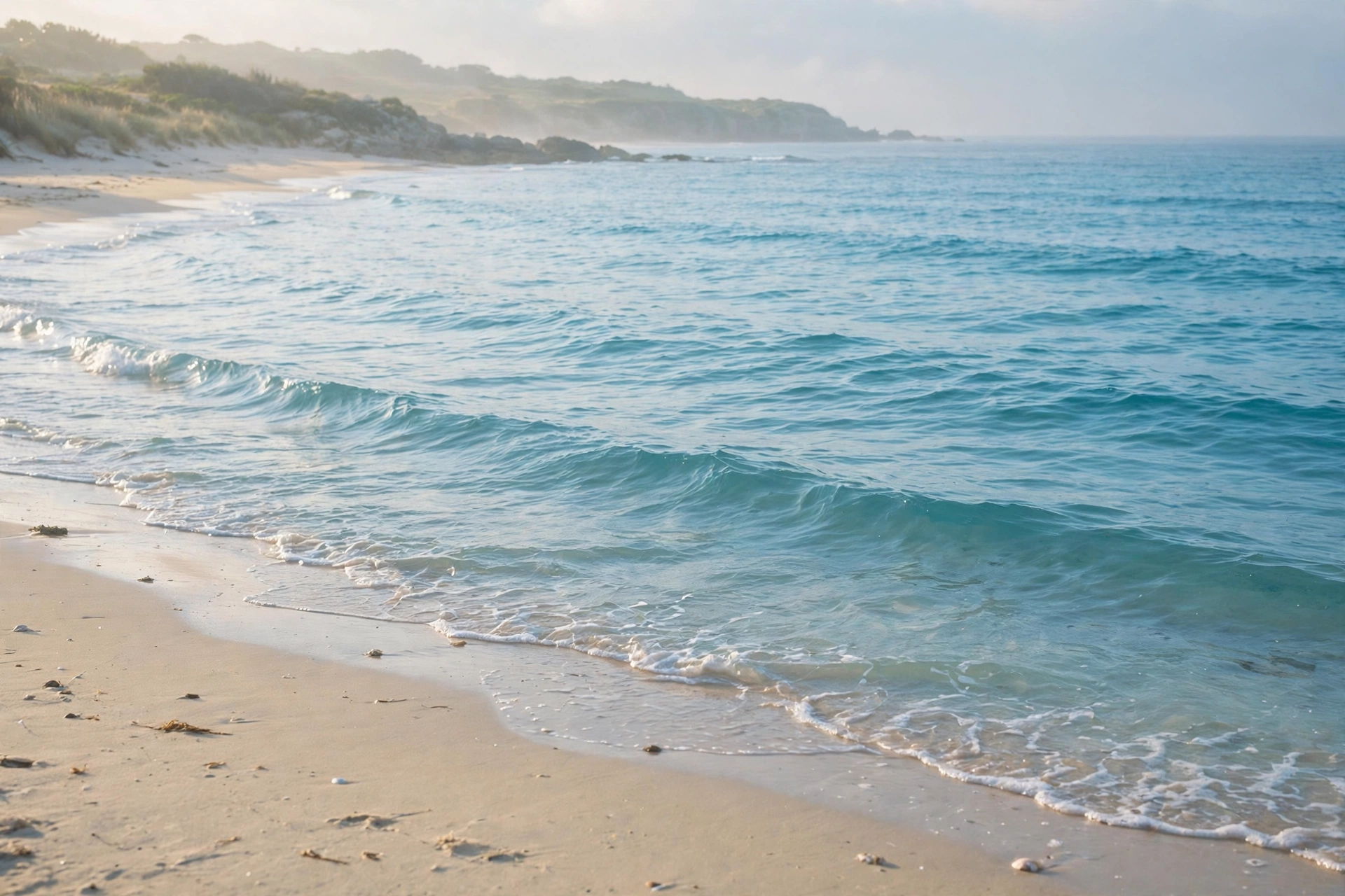 ocean quotes — calm turquoise ocean waves on a quiet beach
