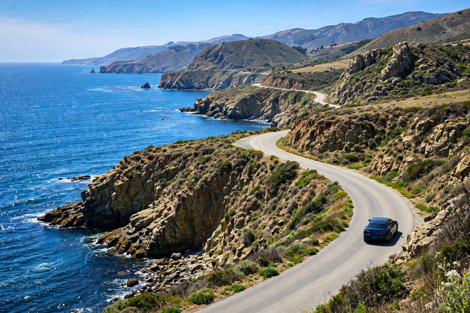 Scenic coastal road drive for road trip sayings